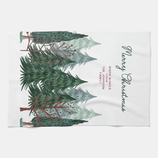 Linge De Cuisine Forêt rustique de pins de Noël (Horizontal)