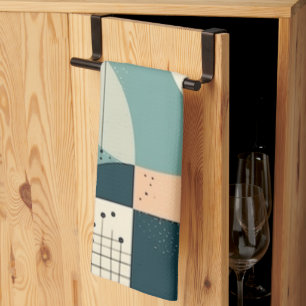 Linge De Cuisine Formes Abstraites Superposées Corail Marine Maxima