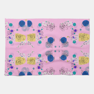 Linge De Cuisine Formes Botaniques Abstraites Florales Bohèmes Rose