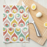 Linge De Cuisine Formes de Teardrop Abstraites Motif du milieu du s<br><div class="desc">Cette serviette de cuisine d'inspiration moderne du milieu du siècle est parfaite pour ajouter une pop de turquoise,  rouge,  jaune,  rose et crème à votre cuisine.</div>