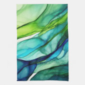 Linge De Cuisine Formes en vert et bleu (Vertical)