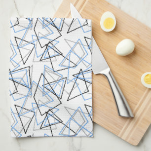 Linge De Cuisine Formes géométriques à la craie sur blanc