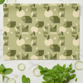 Linge De Cuisine formes géométriques abstraites dans des tons verts (Plié)