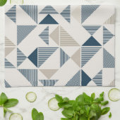 Linge De Cuisine Formes géométriques beiges bleues (Plié)