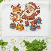 Linge De Cuisine Fox and Santa Christmas Kitchen Towels (Plié)
