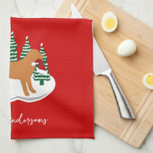 Linge De Cuisine Fox Red Labrador Noël Arbres À feuillage persistan (Quart Plié)