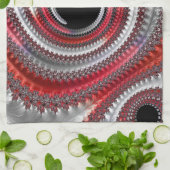 Linge De Cuisine Fractale Abstraite, rouge et noire (Plié)