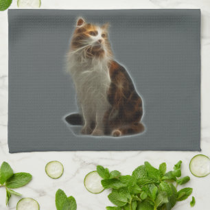 Linge De Cuisine Fractale de chat de calicot