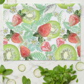 Linge De Cuisine Fraise et kiwi. (Plié)