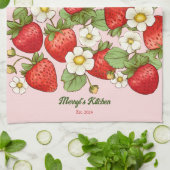 Linge De Cuisine Fraise fruit d'été Nom customisé (Plié)