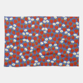 Linge De Cuisine Fraise rouge avec fond marine tissé panier blanc (Horizontal)