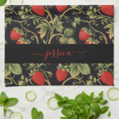 Linge De Cuisine Fraise vintage  (Plié)