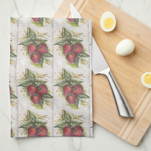 Linge De Cuisine Fraises (Quart Plié)