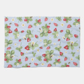 Linge De Cuisine Fraises d'abeilles Aquarelle Bleu Pinces (Horizontal)