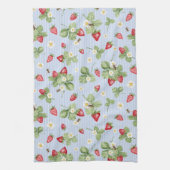 Linge De Cuisine Fraises d'abeilles Aquarelle Bleu Pinces (Vertical)