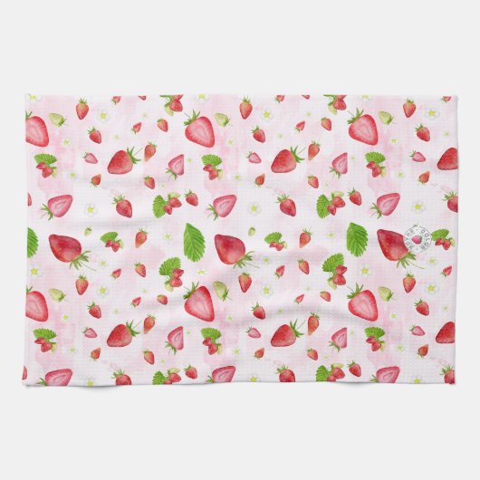 Linge De Cuisine Fraises d'aquarelle (Horizontal)