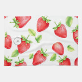 Linge De Cuisine Fraises d'aquarelle moderne été monogrammé (Horizontal)
