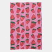 Linge De Cuisine Fraises d'été bio rouge sur arrière - plan rose (Vertical)