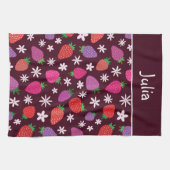 Linge De Cuisine Fraises et fleurs blanches Motif Personnalisé (Horizontal)