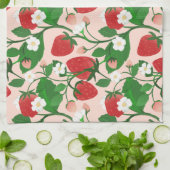 Linge De Cuisine Fraises et fleurs sucrées (Plié)