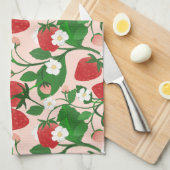 Linge De Cuisine Fraises et fleurs sucrées (Quart Plié)
