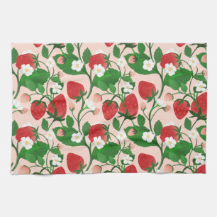 Linge De Cuisine Fraises et fleurs sucrées