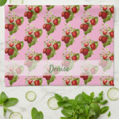 Linge De Cuisine Fraises Rose Pays (Plié)