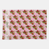 Linge De Cuisine Fraises Rose Pays (Horizontal)