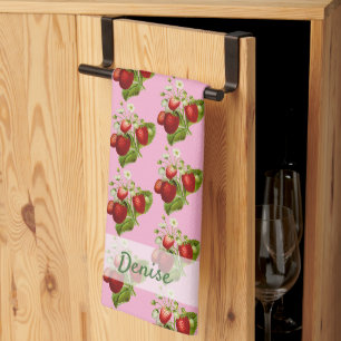 Linge De Cuisine Fraises Rose Pays