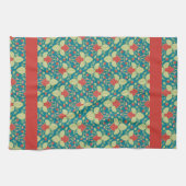 Linge De Cuisine Fraises rouges, fleurs, fruits et coureurs (Horizontal)