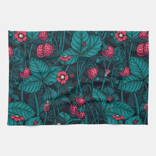 Linge De Cuisine Fraises sauvages, rouges et bleues (Horizontal)