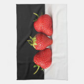 Linge De Cuisine Fraises Sur Noir Sur Blanc Ktcnm (Vertical)