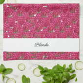 Linge De Cuisine Framboises Aquarelle peinte à la main Monogrammé (Plié)