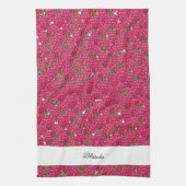 Linge De Cuisine Framboises Aquarelle peinte à la main Monogrammé (Vertical)