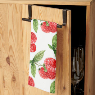 Linge De Cuisine Framboises Rouges Avec Motif De Feuilles