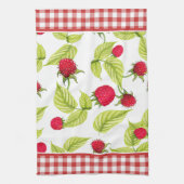 Linge De Cuisine Framboises sur En vichy rouge (Vertical)