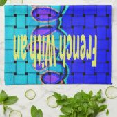 Linge De Cuisine Français Bleu Africain Tissé Abstrait violet forme (Plié)