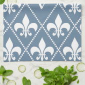 Linge De Cuisine Français Gray Fleur de Lis avec l'initiale de (Plié)