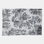 Linge De Cuisine Française toile de jouy noir et blanc élégant (Horizontal)