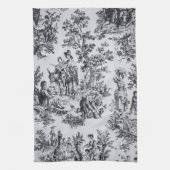 Linge De Cuisine Française toile de jouy noir et blanc élégant (Vertical)