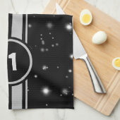 Linge De Cuisine Frappe de course noir et argent (Quart Plié)