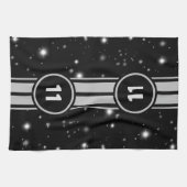 Linge De Cuisine Frappe de course noir et argent (Horizontal)