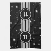 Linge De Cuisine Frappe de course noir et argent (Vertical)