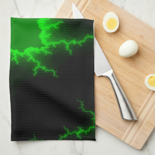 Linge De Cuisine Frappes de foudre verte Alien en Pitch noir