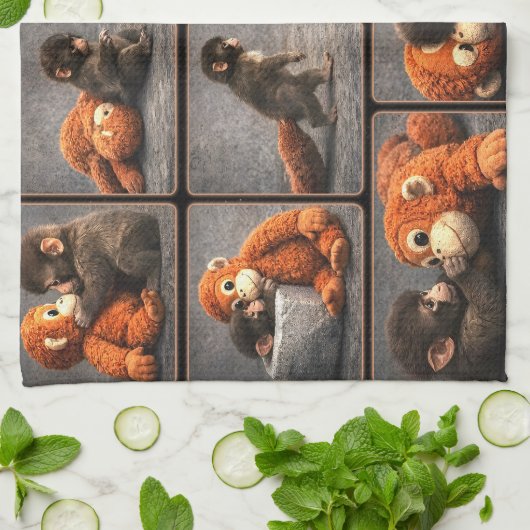 Linge De Cuisine Frappez bébé singe (Plié)