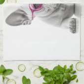 Linge De Cuisine French Bulldog avec verres roses teatowling (Plié)
