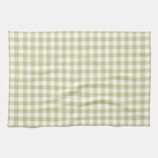 Linge De Cuisine French Country Meadow En vichy - sauge vert plaid. (Horizontal)