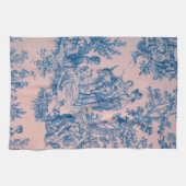 Linge De Cuisine French toile de jouy bleu et rose élégant (Horizontal)