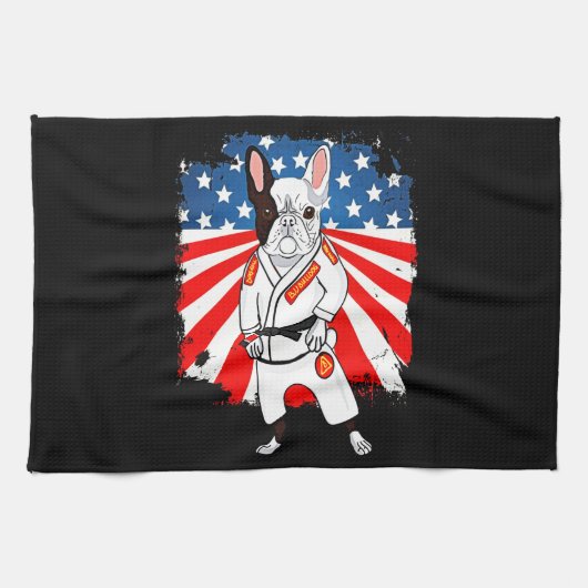Linge De Cuisine Frenchie Gift | Sympa French Bulldog USA Flag (Horizontal)