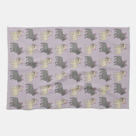 Linge De Cuisine Frenchies, Purple (Horizontal)